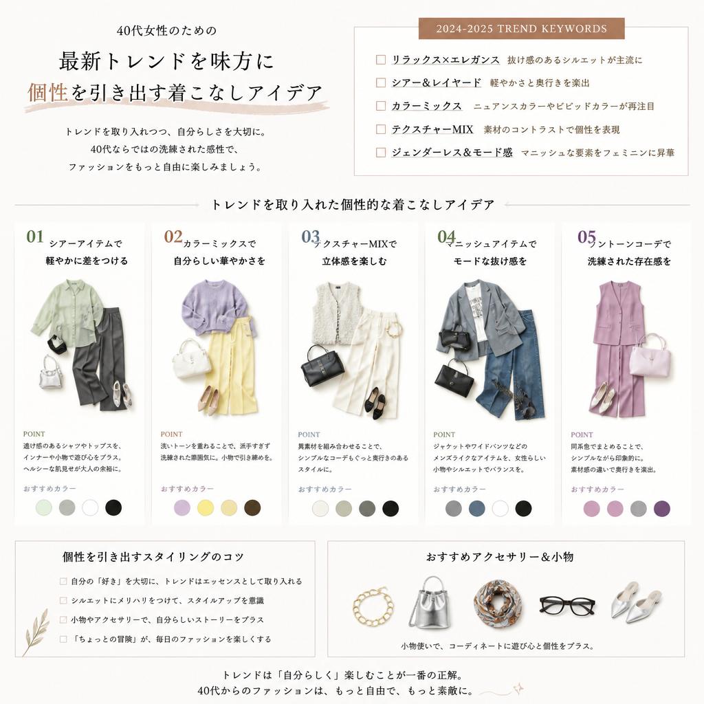 トレンドに合わせた個性的な着こなし