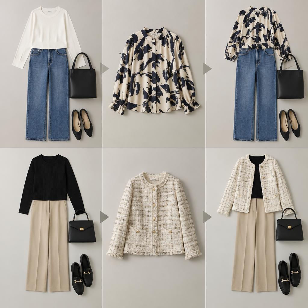 いつもの服が見違える。着回しを広げるトレンドアイテム